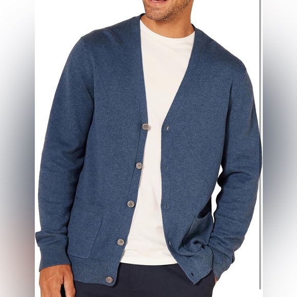Men's Blue Cardigan Sweater - Picture 1 of 9